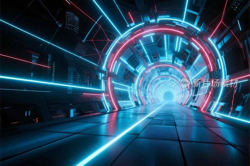 未来科幻霓虹隧道
