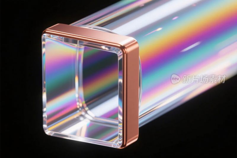 透明立方体彩虹光影
