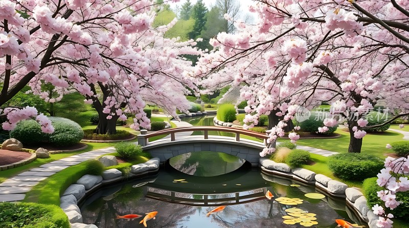 春日樱花湖畔美景