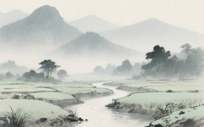谷雨中国风山水插画 谷雨中国风山水插画