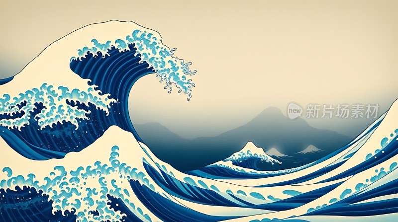 海浪翻腾山峦起伏