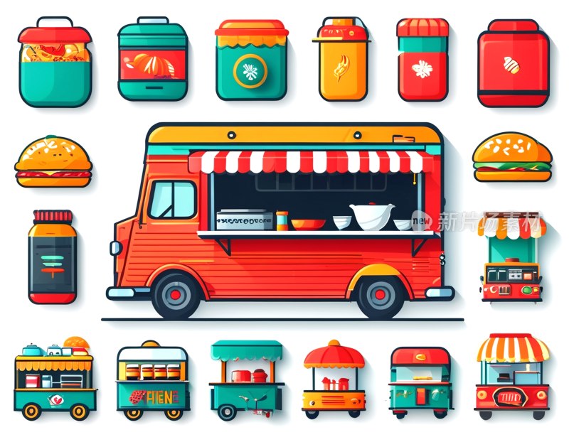 现代餐车图标集