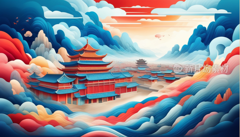 中国画山水画背景