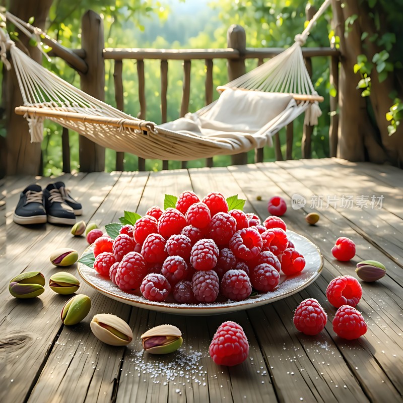 阳光下的树屋休闲时光