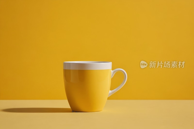 黄色咖啡杯位于黄色背景背景为黄色高清图片