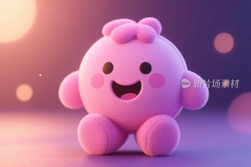 粉色卡通形象插画