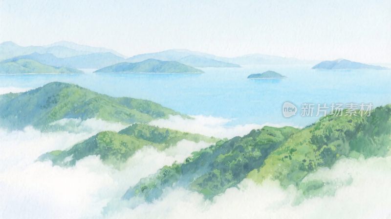 山间云海与湖泊美景