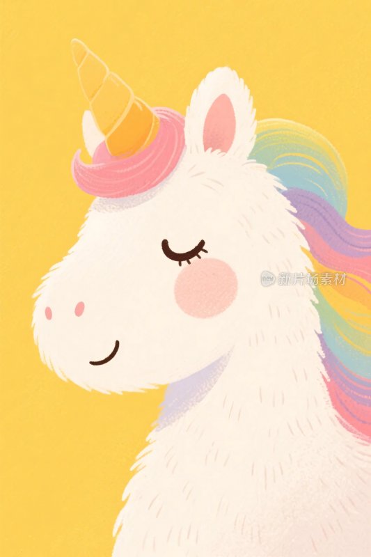 卡通独角兽插画