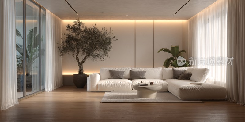 现代简约风客厅室内场景图