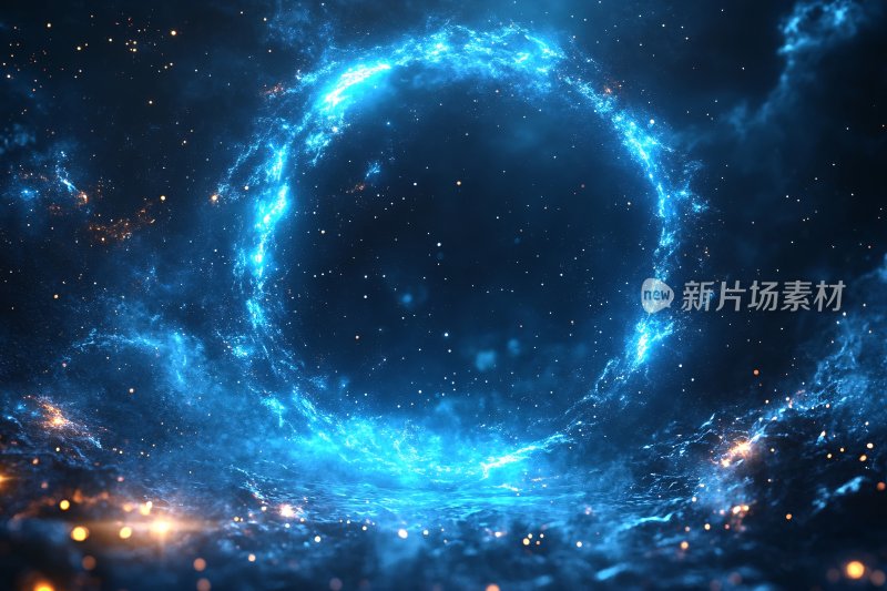 蓝色梦幻宇宙能量圆环画面