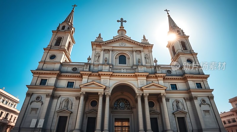 阳光下的宏伟教堂