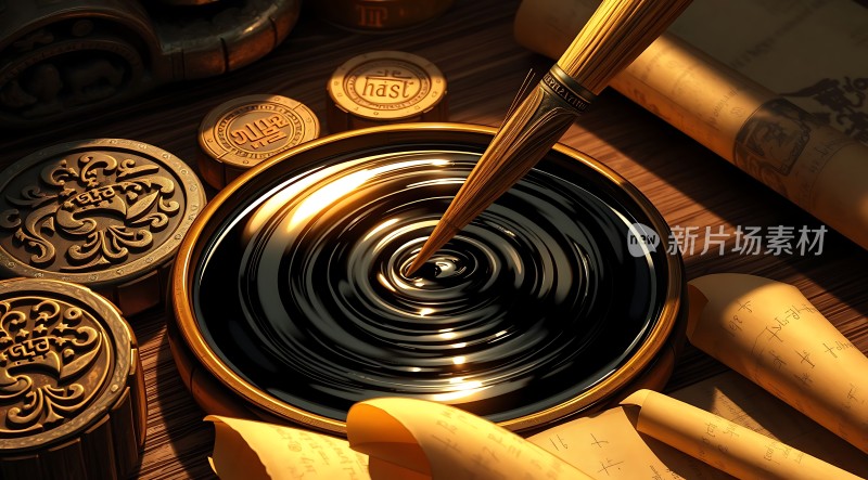 古风书法创作场景