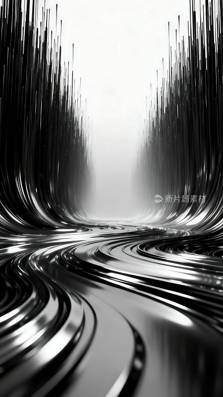 未来之路金属隧道中的光影之旅