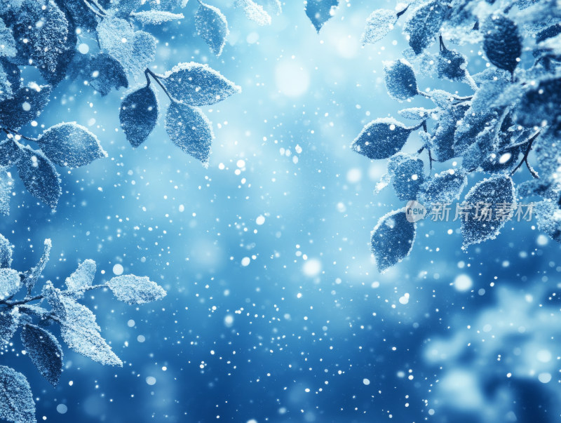 冬日雪花飘落背景