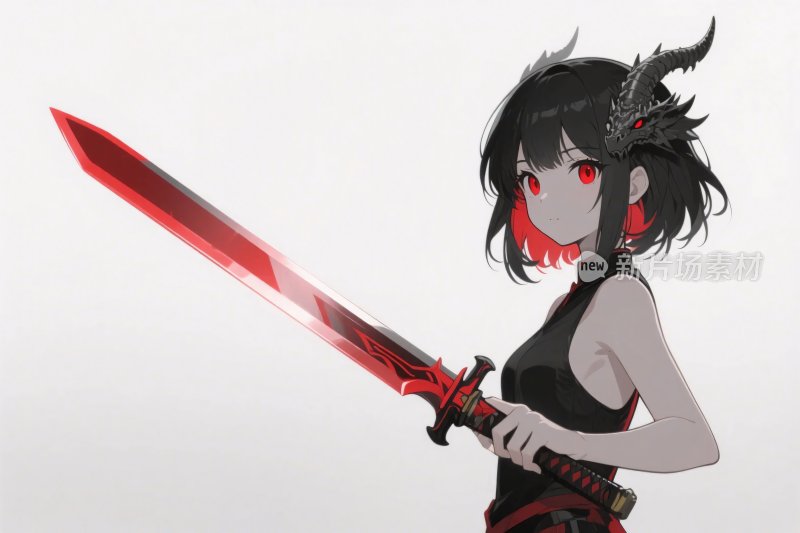 动漫持剑角色插画