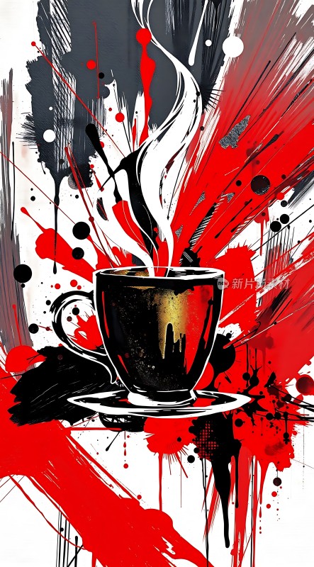 红黑咖啡艺术画