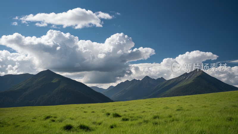 一片草地背景是山脉风景风光高清图片