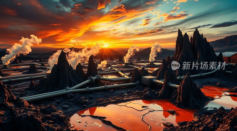 熔岩世界日落奇景