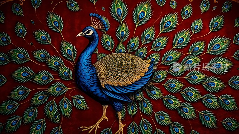 孔雀开屏展华彩