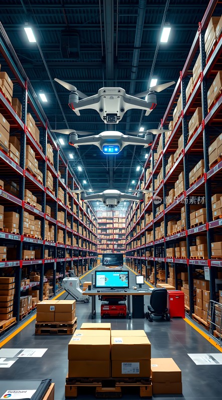 智能仓储无人机搬运货物