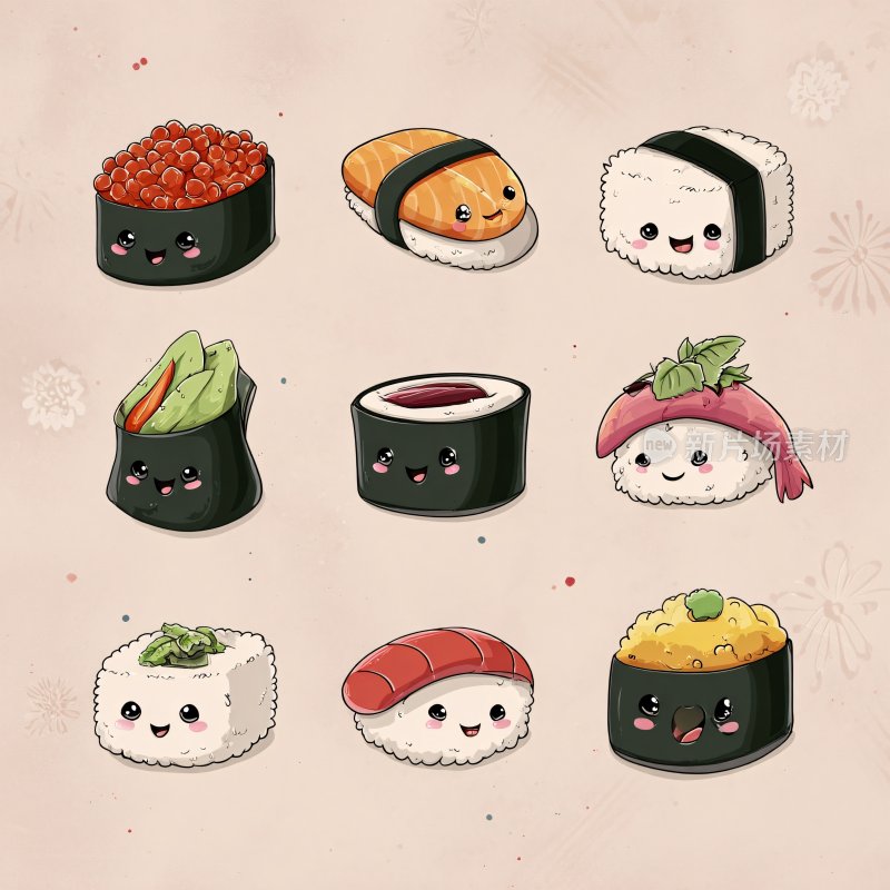 可爱卡通寿司插画集合