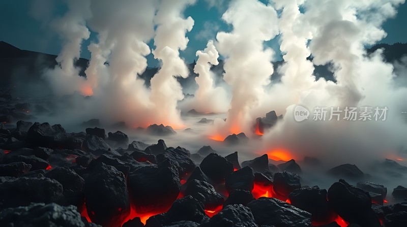 熔岩与蒸汽交织的自然奇观