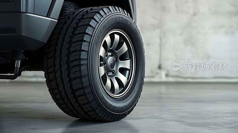 新片场素材·黑色轮胎与轮毂特写