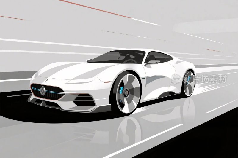 白色跑车矢量插画