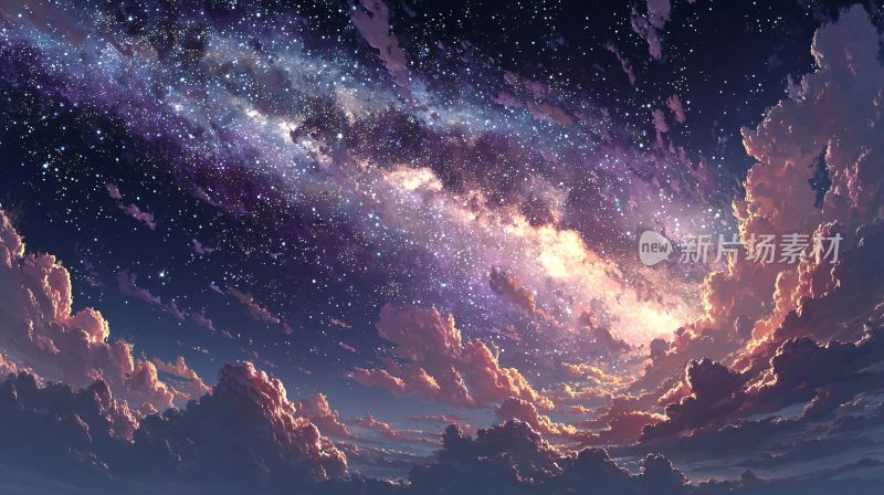 梦幻绚丽的星空云海景象