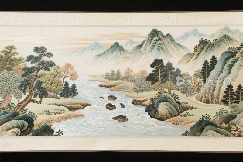 传统山水风景插画