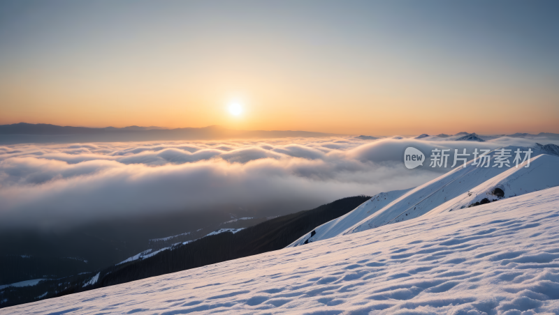 太阳落在山上的云端高清风景图片