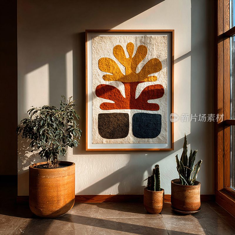 室内植物与装饰画的温馨角落
