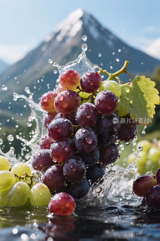 葡萄雪山水溅图