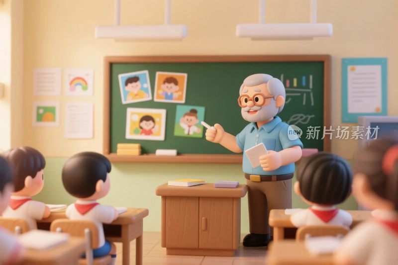 课堂教师授课插画场景
