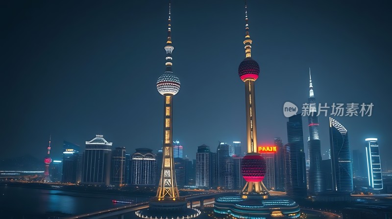 东方明珠与上海夜景