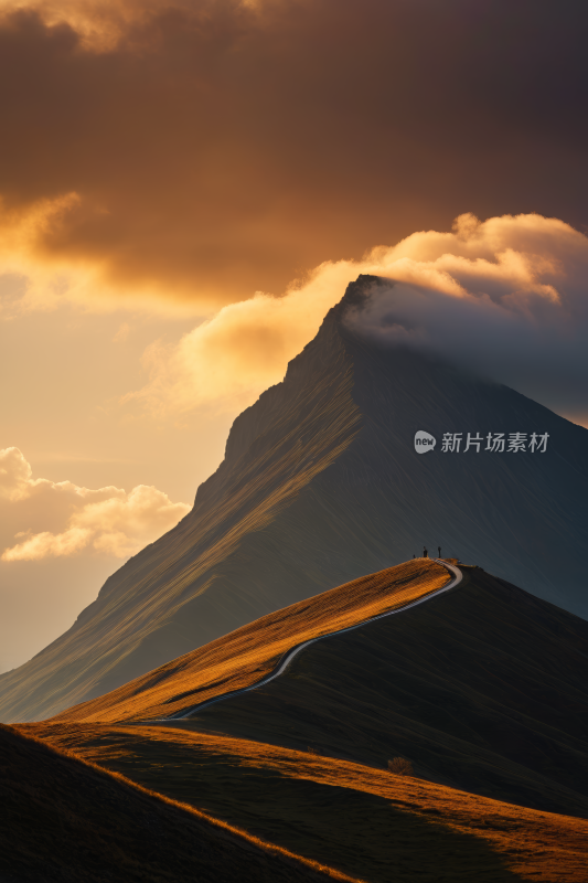 山脉蜿蜒的道路天空是云彩高清风景图片