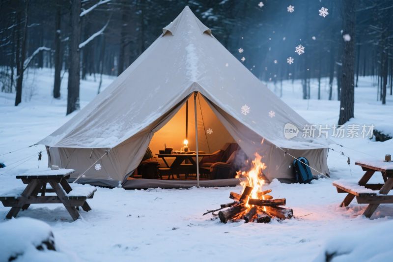 雪地帐篷露营场景