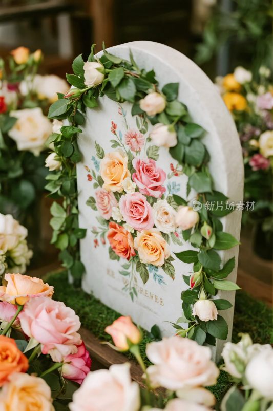 装饰有鲜花的拱形物件