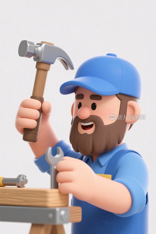 卡通木工修理场景