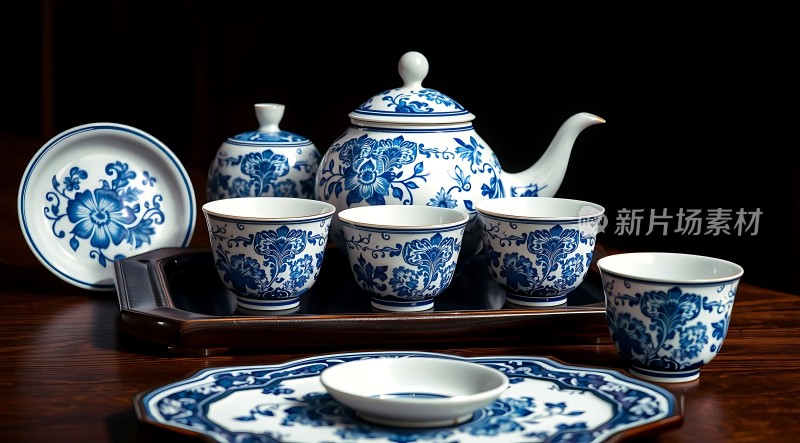 青花瓷茶具套装展示