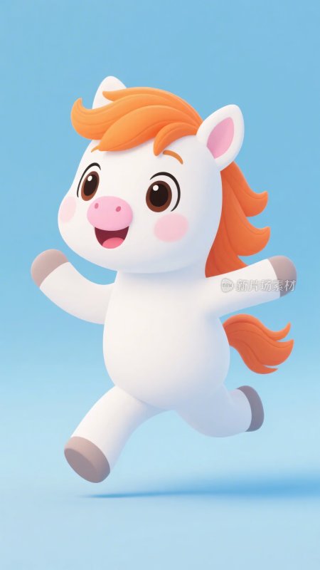 可爱奔跑小马卡通形象