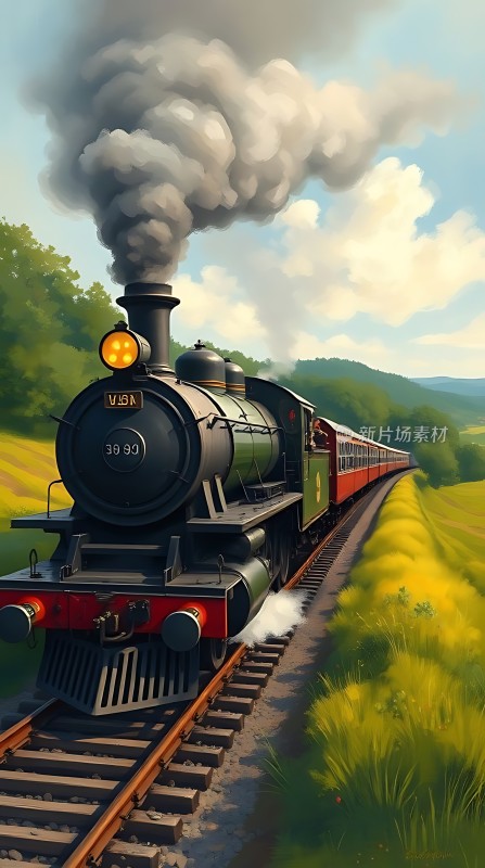 蒸汽火车驶向远方