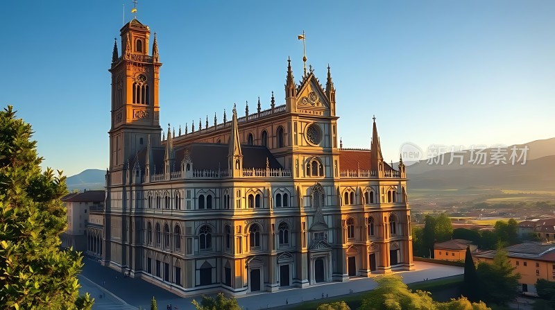 阳光下的宏伟教堂