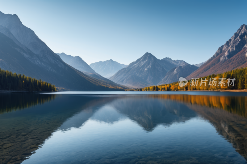 山倒映在山中的湖水中风光风景图片