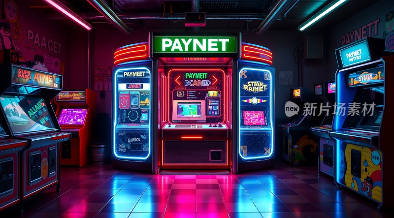 复古街机游戏厅霓虹灯下的经典回忆