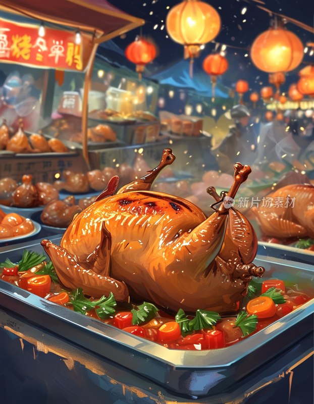 夜市烤鹌鹑美食