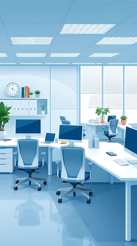 现代简约办公室整洁明亮的工作环境