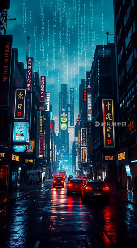 霓虹灯下的未来都市之夜