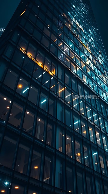 摩天大楼夜幕下的璀璨光芒