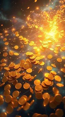 金色硬币与光效交织的炫目场景